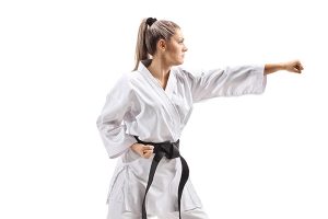 A mom practicing martial arts